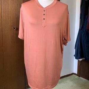 Coral colored false button up oversized shirt
